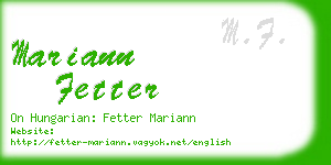 mariann fetter business card